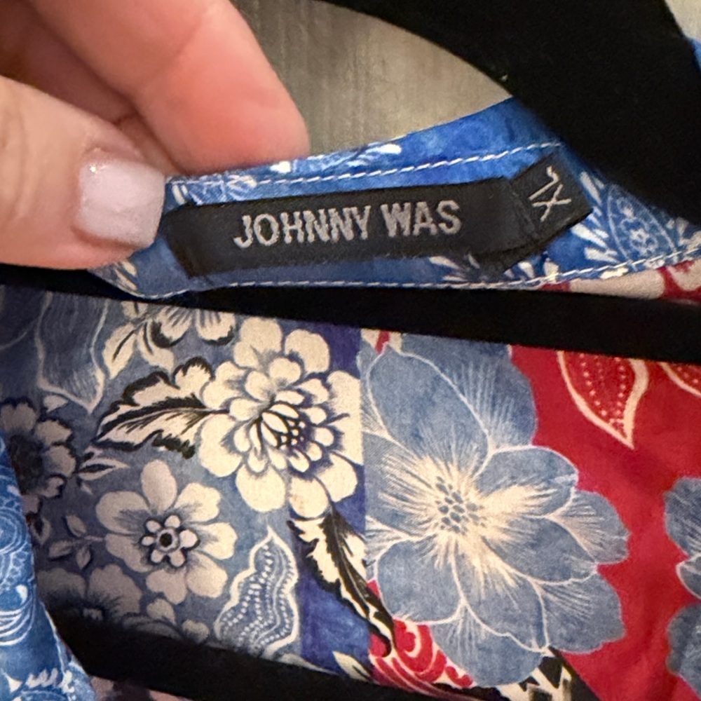 Johnny Was Red and Blue Floral Blouse - Picture 2 of 6